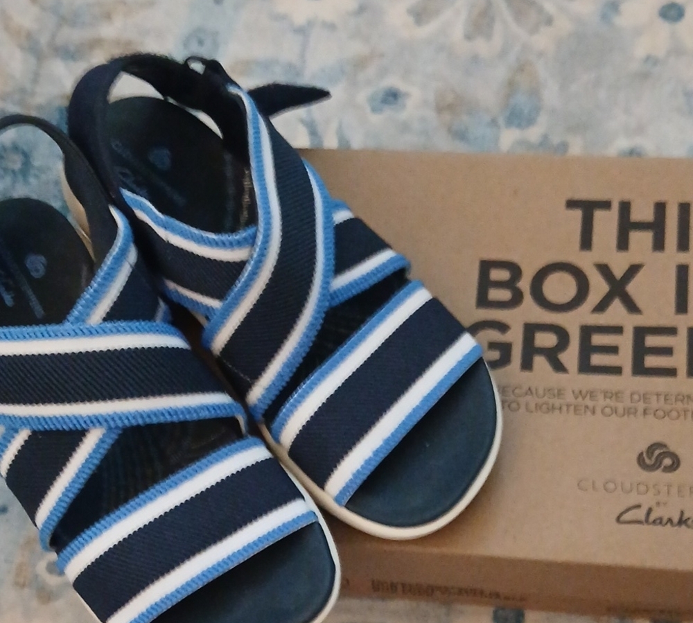 Navy & Light Blue Striped Sandals - Comfortable Summer Shoes